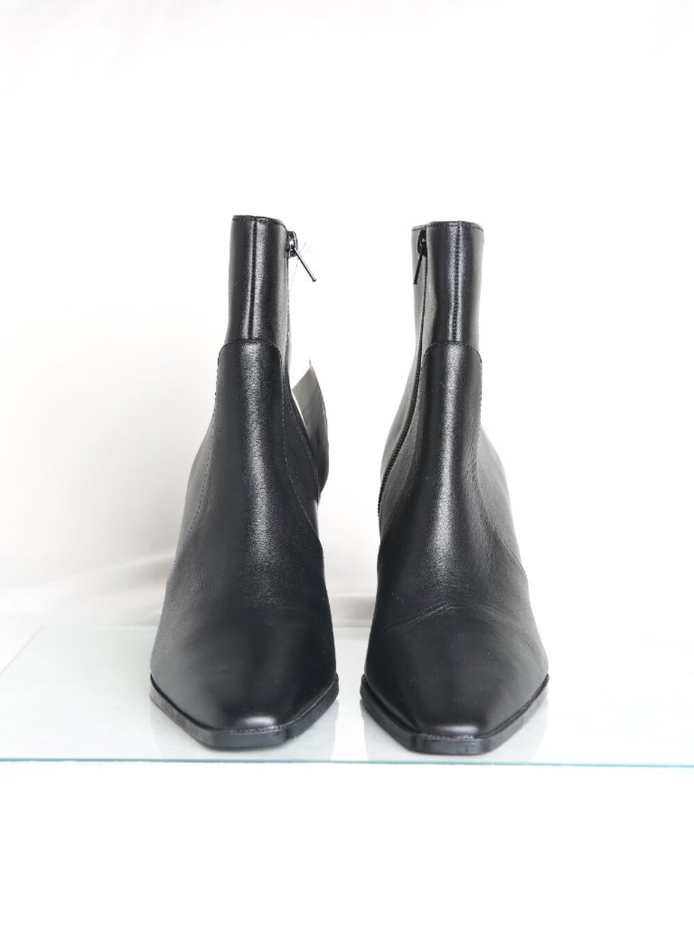 MANGO Leather Block Heel Square Toe Ankle Boots - Picture 7 of 15